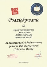 Podziękowania od Szlachetnej Paczki za transport